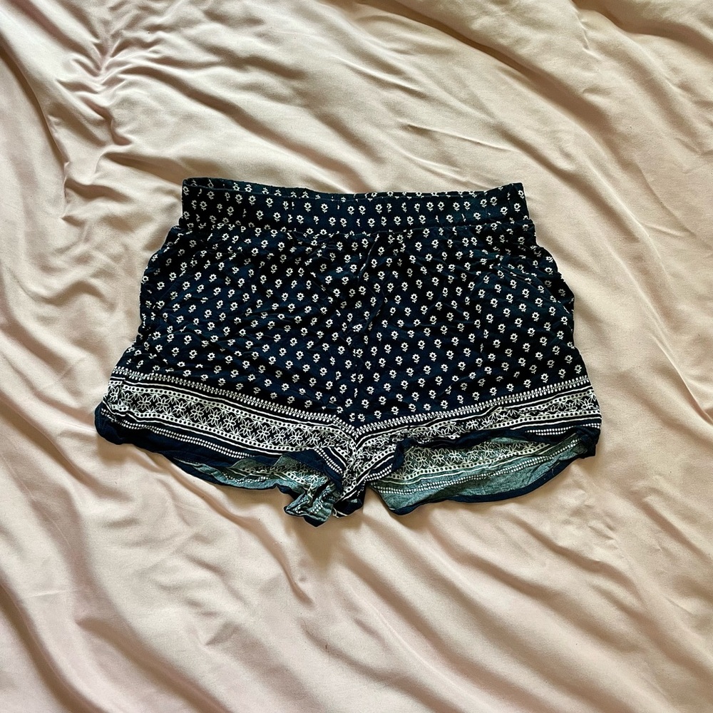 Garage Navy Floral Printed Shorts